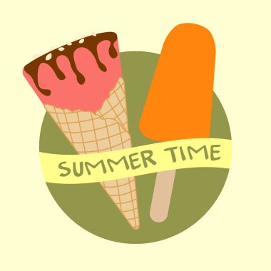 Vektör çizim dondurma koni, Buz lolly ile
