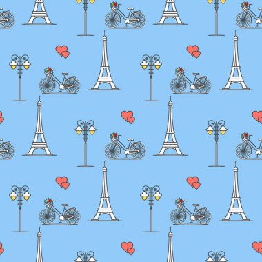 Paris. Seamless modeli. Simgeler ve simge.
