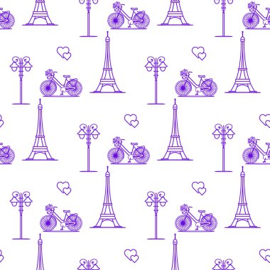 Paris. Seamless modeli. Simgeler ve simge.
