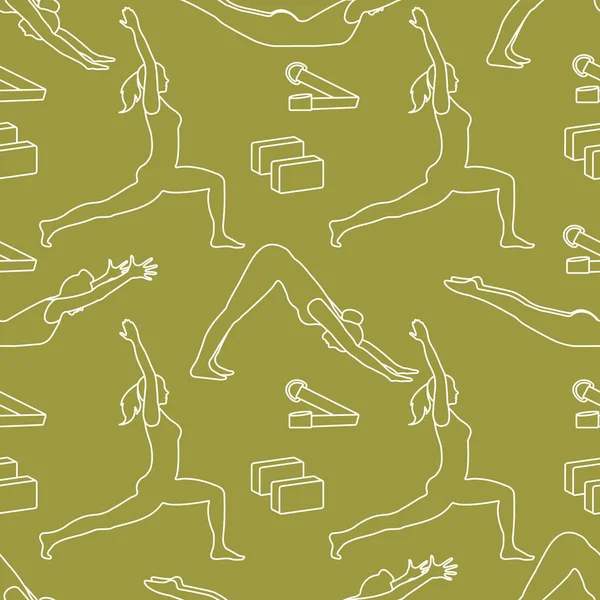 Yoga yaparken kadınlarla spor seamless modeli.