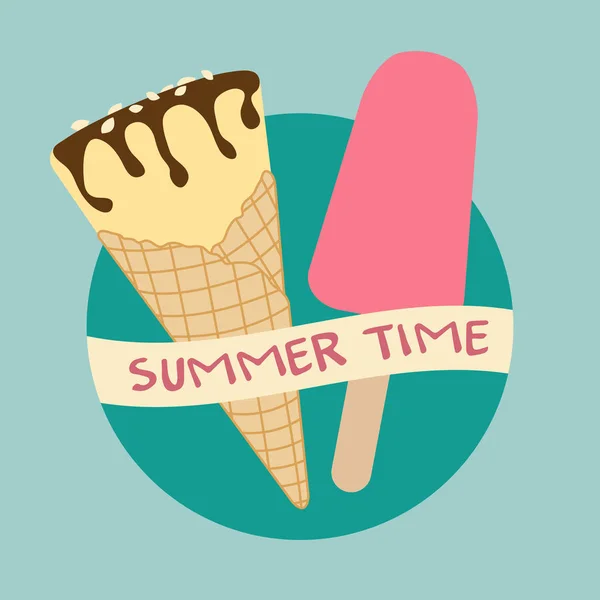 アイス クリーム コーンのアイス キャンデーとベクトル図 — ストックベクタ