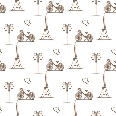 Paris. Seamless modeli. Simgeler ve simge.