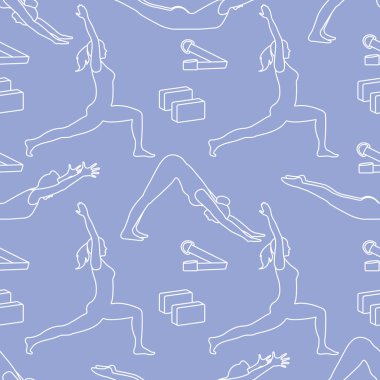 Yoga yaparken kadınlarla spor seamless modeli.