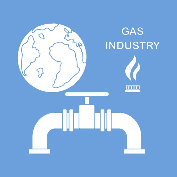 가스 산업입니다. 버너 가스 렌지, 글로브, 가스 파이프. — 스톡 벡터