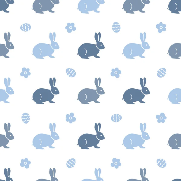イースターのウサギとのシームレスなパターン。ウサギ、ノウサギ — ストックベクタ