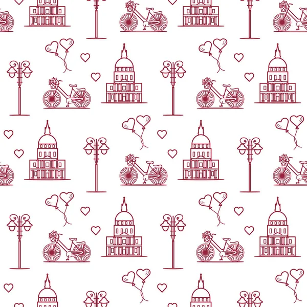 Paris. Seamless pattern. Symbols and landmarks.