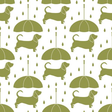 Yağmur, bir şemsiye altında köpek ile Seamless Modeli