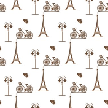 Paris. Seamless modeli. Simgeler ve simge.