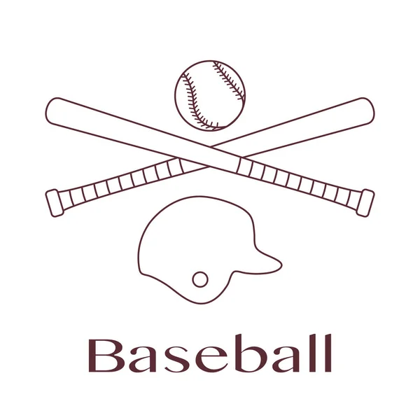 Murciélagos de béisbol, pelota, casco. Ilustración vectorial — Vector de stock