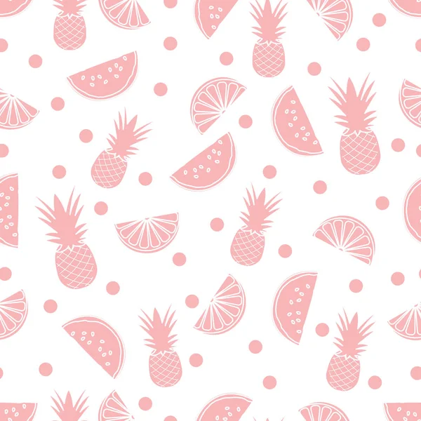 Seamless pattern with pineapple orange, watermelon — Stock Vector