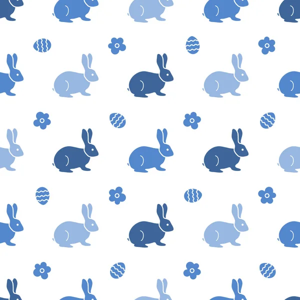 イースターのウサギとのシームレスなパターン。ウサギ、ノウサギ — ストックベクタ