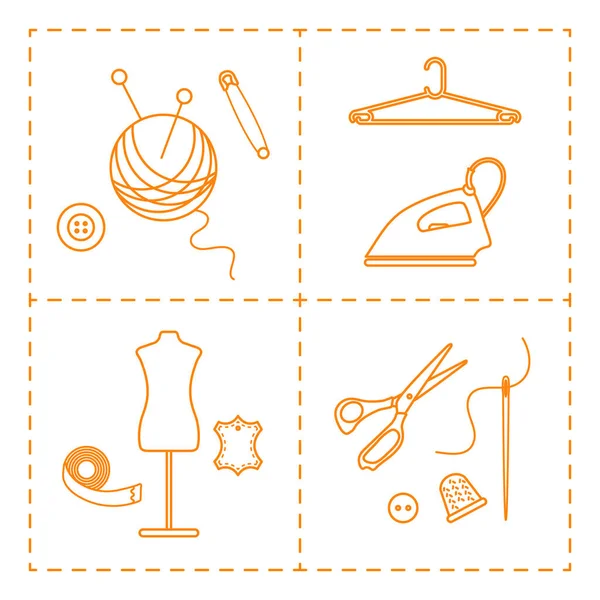SEWING ACCESSORIES. Set of vector tailor icons isolated on white