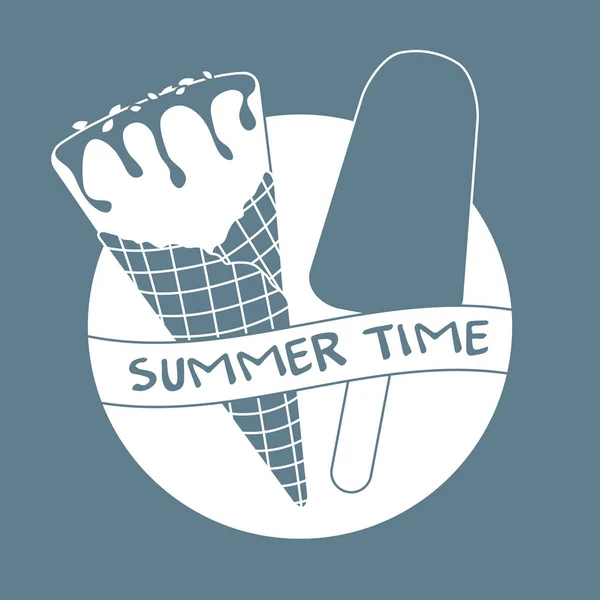 Ilustração do vetor com cone de sorvete, gelado —  Vetores de Stock