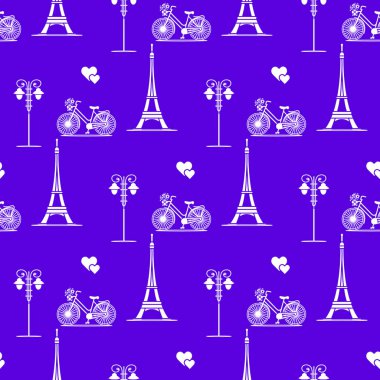 Paris. Seamless modeli. Simgeler ve simge.