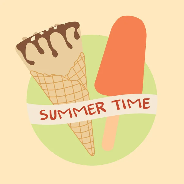 Ilustración vectorial con cono de helado, lolly hielo — Archivo Imágenes Vectoriales
