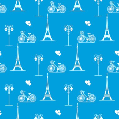 Paris. Seamless modeli. Simgeler ve simge.