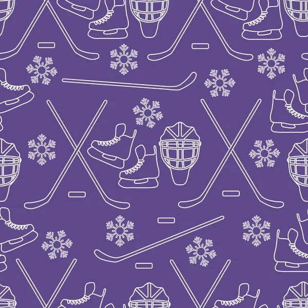 Sport seamless pattern. Hockey equipment.