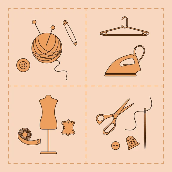 Ilustración con herramientas y accesorios para coser — Archivo Imágenes Vectoriales