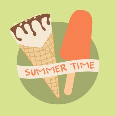 Vektör çizim dondurma koni, Buz lolly ile