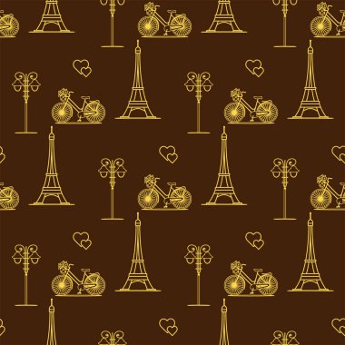 Paris. Seamless modeli. Simgeler ve simge.