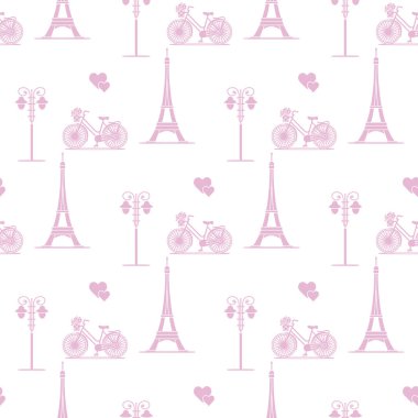 Paris. Seamless modeli. Simgeler ve simge.