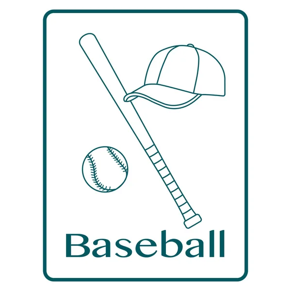 Baseball bat, ball, cap. Sport vector illustration — Stock Vector
