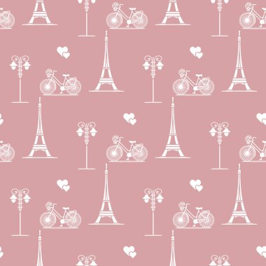Paris. Seamless modeli. Simgeler ve simge.