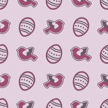 Vektör seamless modeli ile Paskalya yumurtaları, kuşlar.