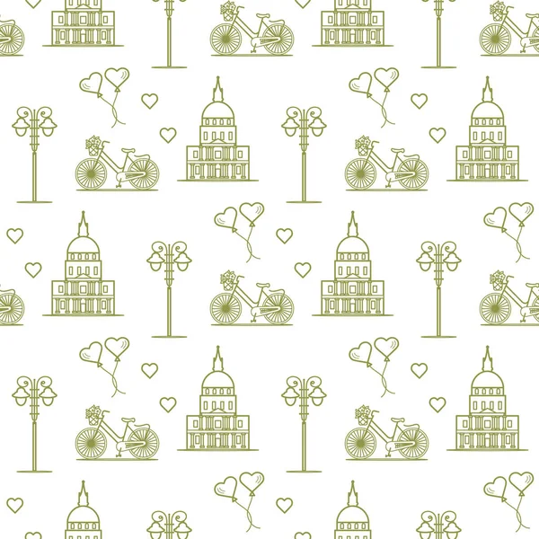 Paris. Seamless pattern. Symbols and landmarks.