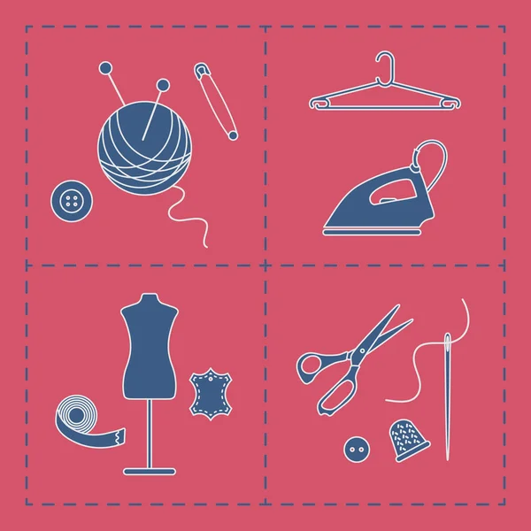 Иллюстрация с инструментами и аксессуарами для шитья — стоковый вектор