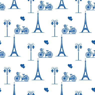 Paris. Seamless modeli. Simgeler ve simge.