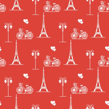 Paris. Seamless modeli. Simgeler ve simge.