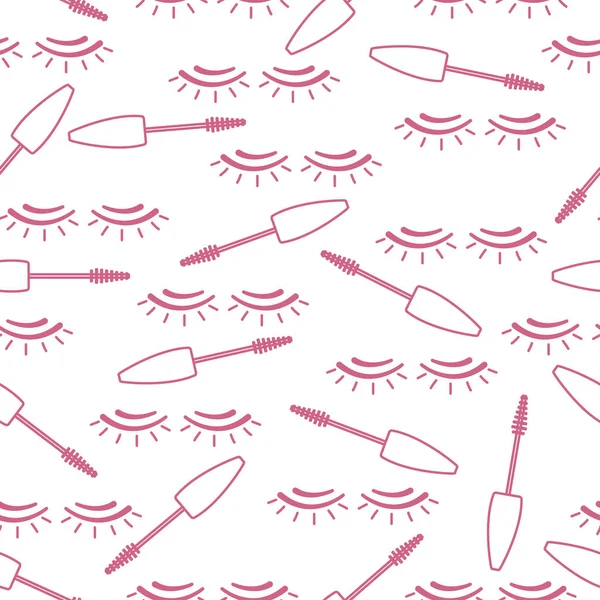 Vector seamless pattern with mascara, eyelashes. — Stock Vector