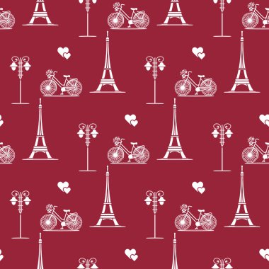 Paris. Seamless modeli. Simgeler ve simge.