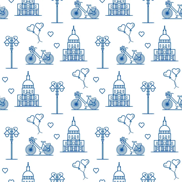 Paris. Seamless pattern. Symbols and landmarks.