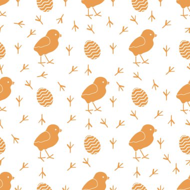 Tavuk, izleri, yumurta ile Seamless Modeli.