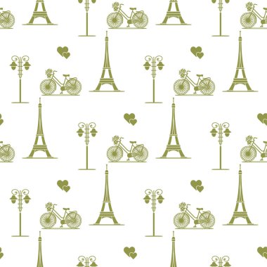 Paris. Seamless modeli. Simgeler ve simge.