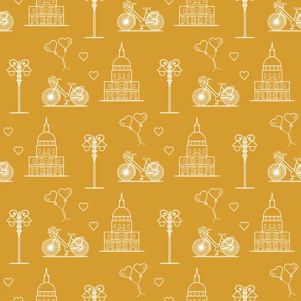 Paris. Seamless pattern. Symbols and landmarks.