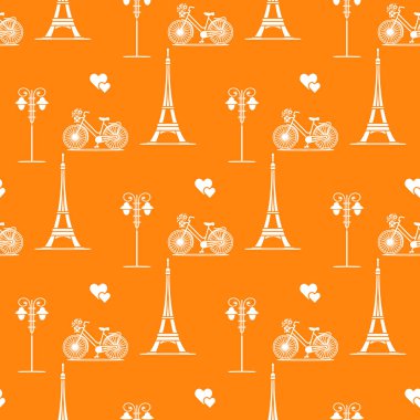 Paris. Seamless modeli. Simgeler ve simge.