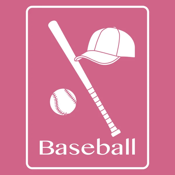 Pipistrello da baseball, palla, cappello. Illustrazione vettoriale sportiva — Vettoriale Stock