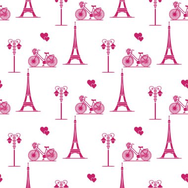 Paris. Seamless modeli. Simgeler ve simge.
