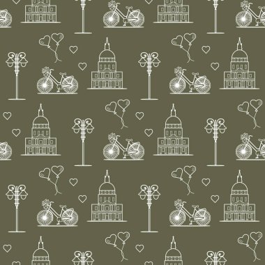 Paris. Seamless modeli. Simgeler ve simge.