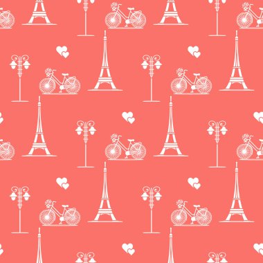 Paris. Seamless modeli. Simgeler ve simge.