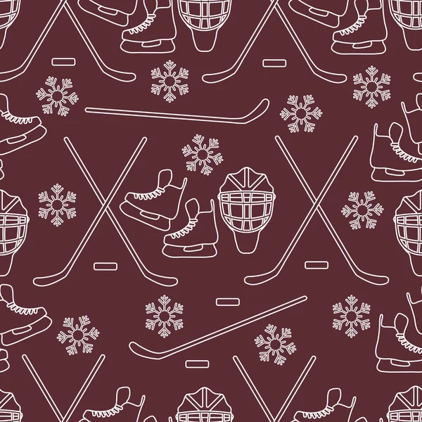 Sport seamless pattern. Hockey equipment.