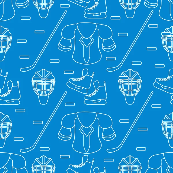 Sport nahtlose Muster. Hockeyausrüstung. — Stockvektor