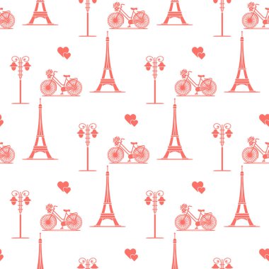 Paris. Seamless modeli. Simgeler ve simge.
