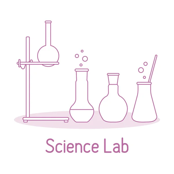 Laboratórios: equipamentos Ciência Química, biologia, medicina — Vetor de Stock