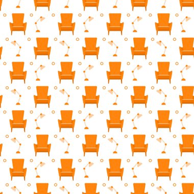 Vektör seamless modeli ile koltuk, lamba.