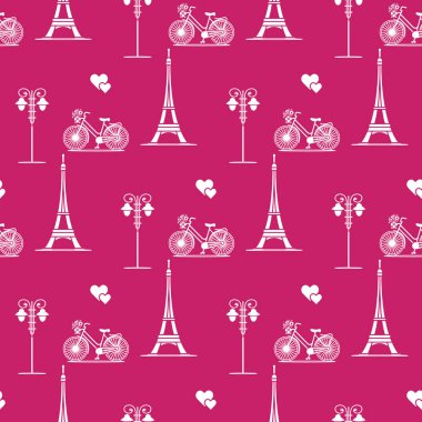 Paris. Seamless modeli. Simgeler ve simge.