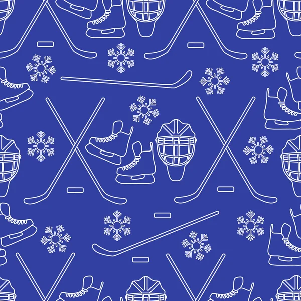 Sport seamless pattern. Hockey equipment. — Stock Vector